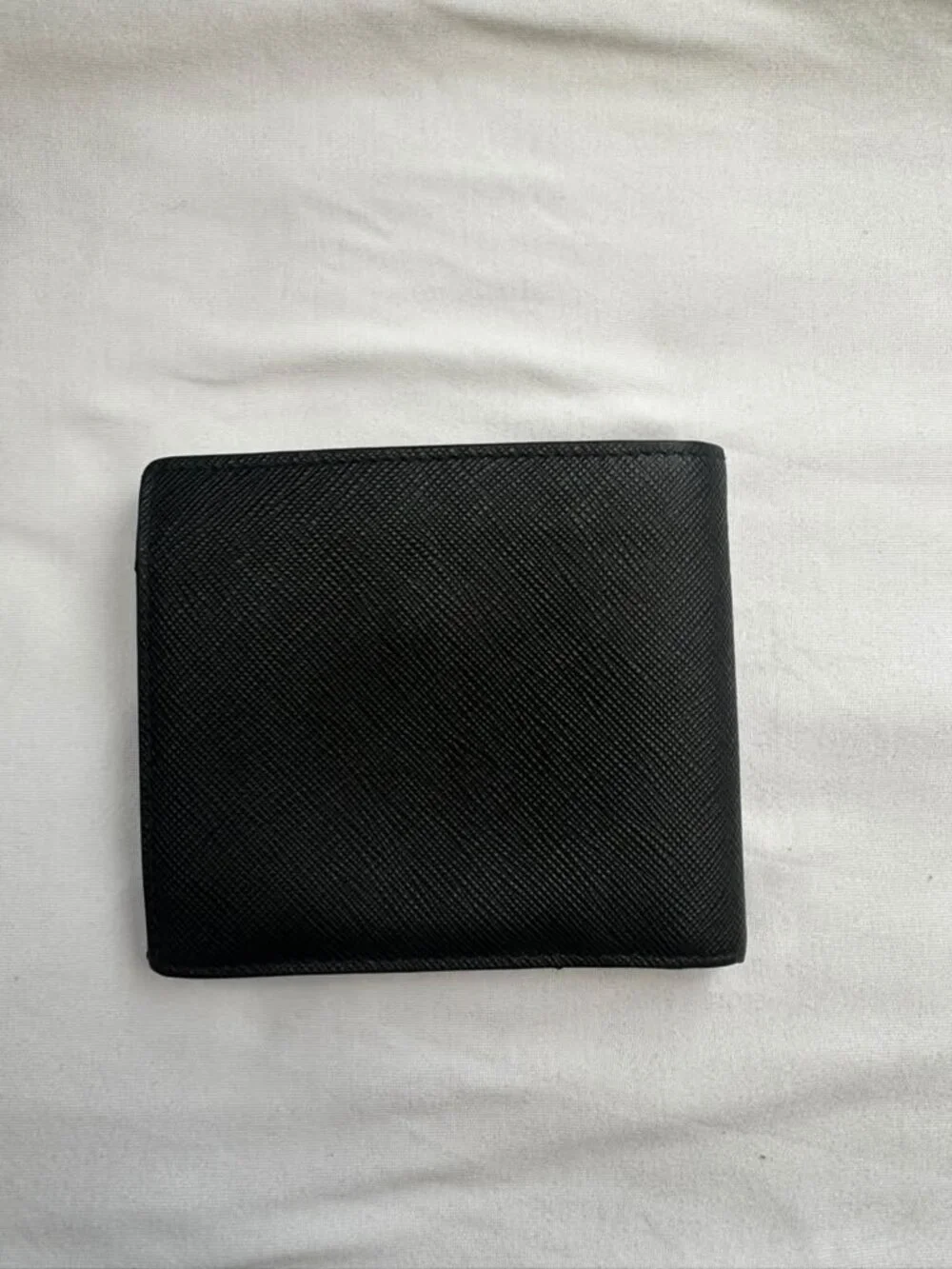 PRADA Black Saffiano Leather Bi-Fold Wallet - Milano Logo